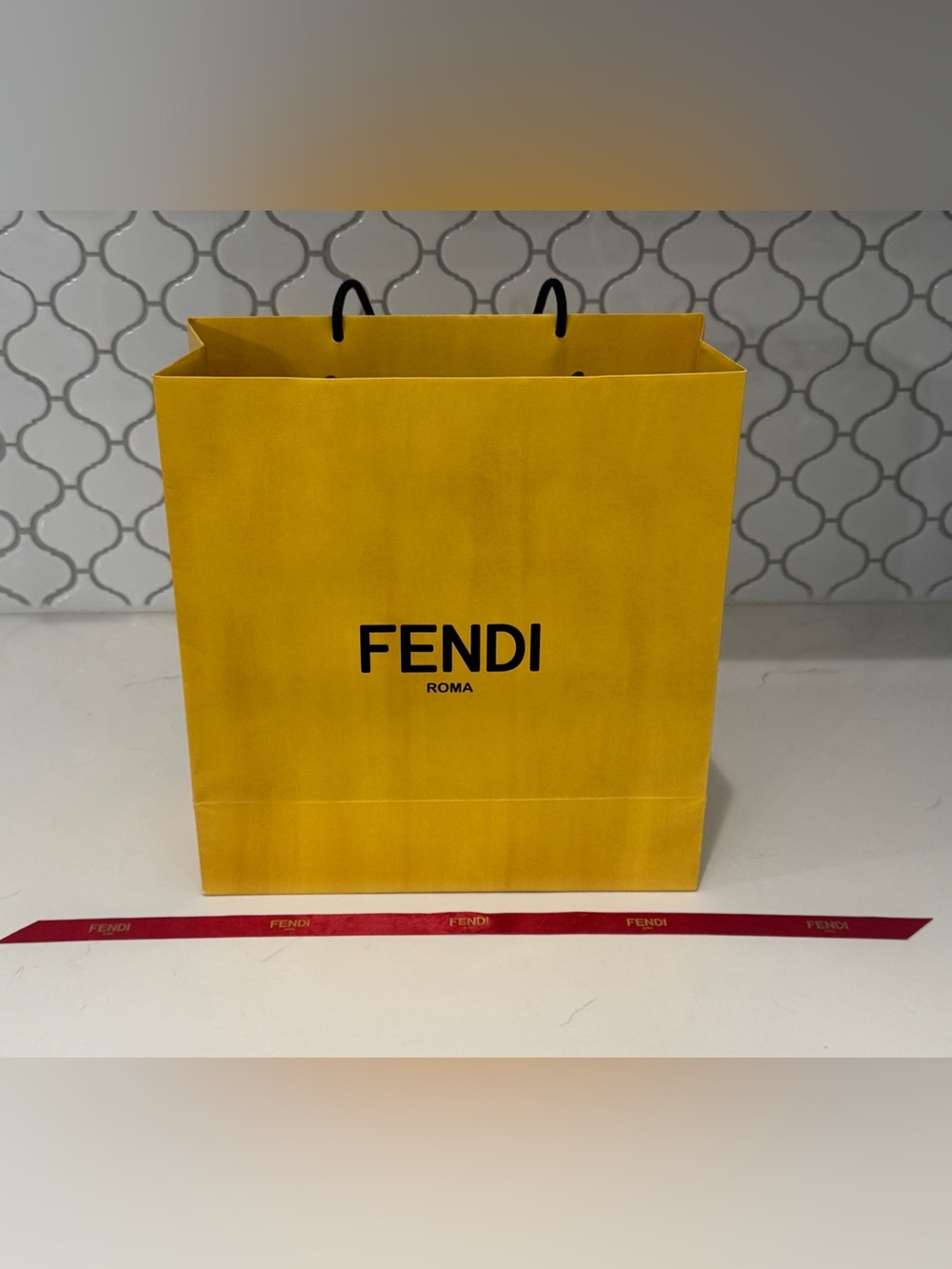 Authentic Fendi Roma Large Hard-Sided Boutique Gift Bag + Satin Ribbon - Picture 1 of 10